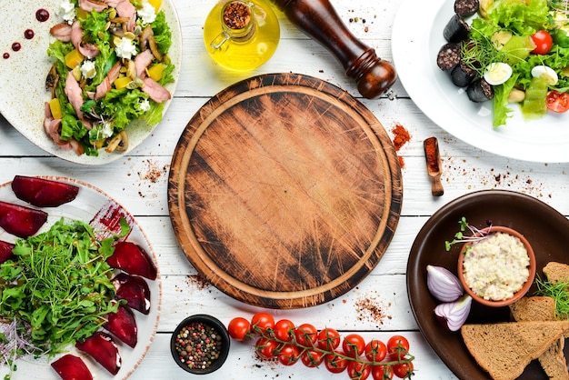 Deska z potrawą, widok z góry